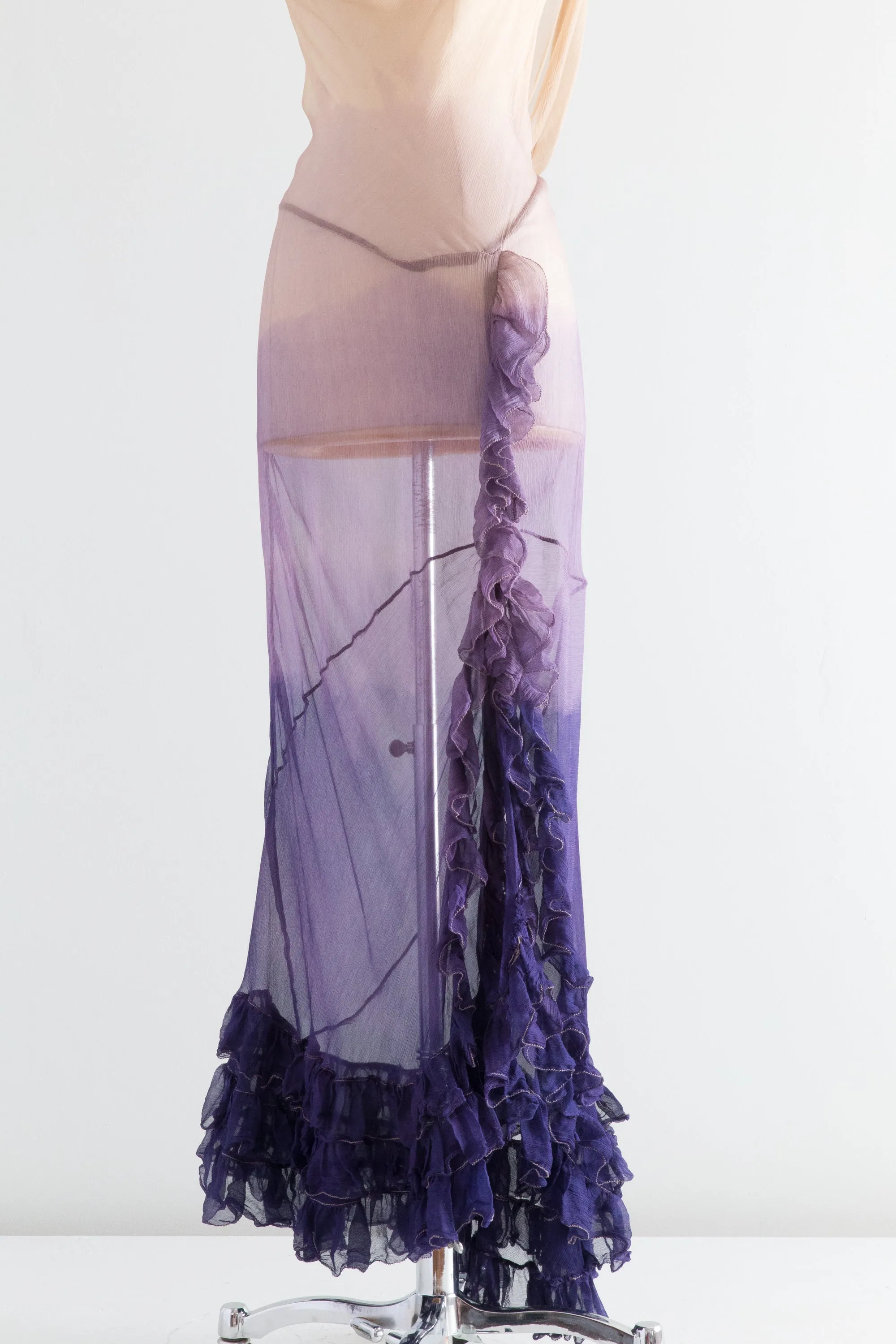 1930's Style Silk Bias Cut Purple Ombre Evening Gown / Medium