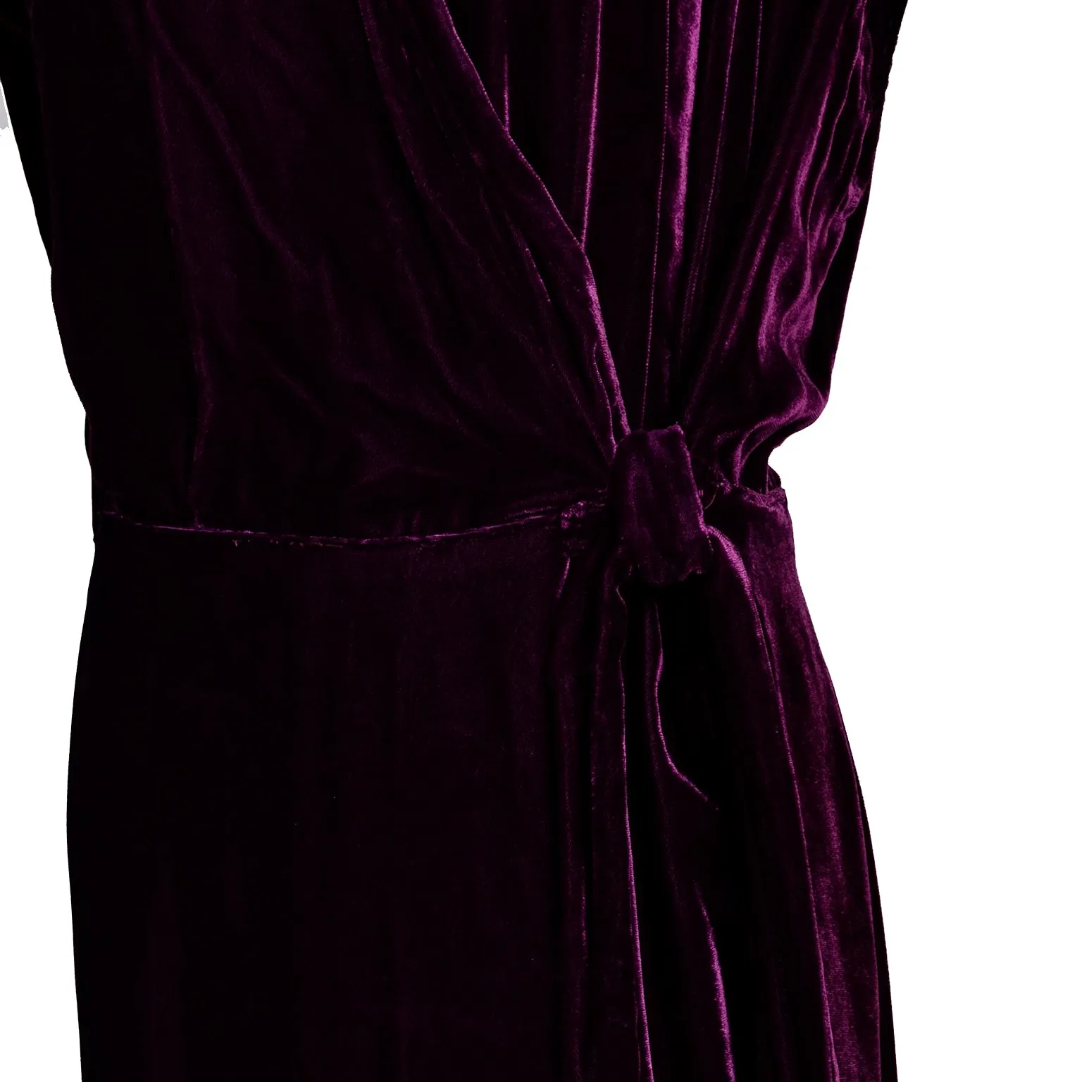 1930s Vintage Dress in Burgundy Red/Purple Silk Velvet Extra Large