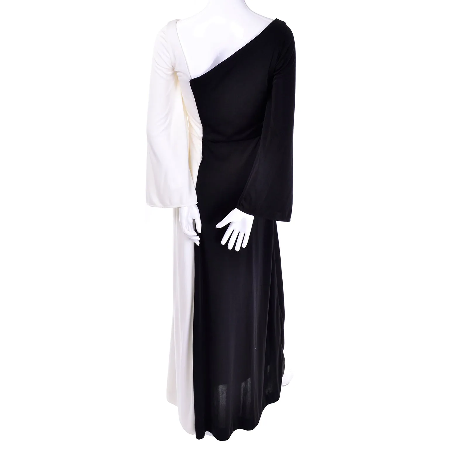 1970s Estevez Deadstock Vintage Black & White Jersey Dress New W Tags