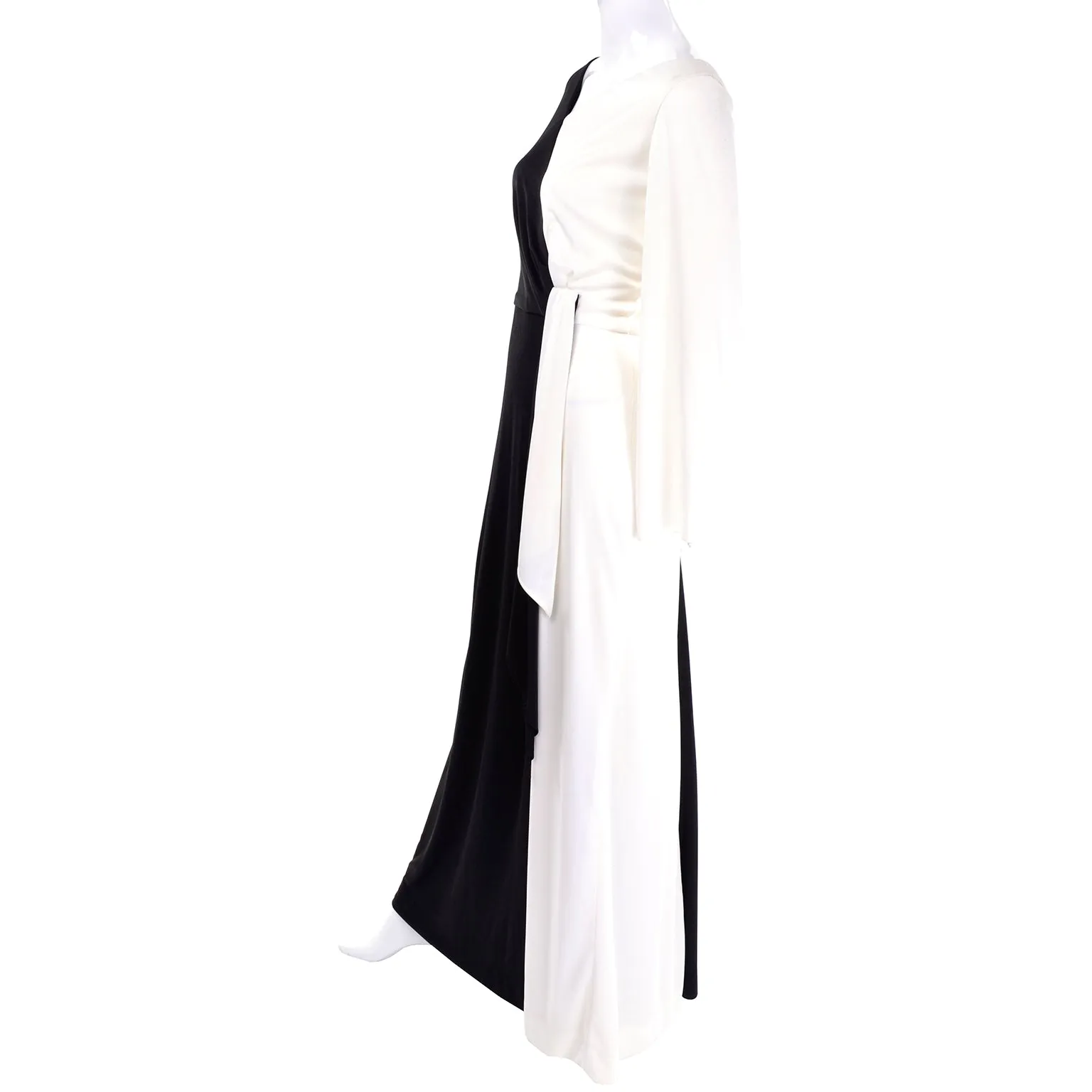 1970s Estevez Deadstock Vintage Black & White Jersey Dress New W Tags