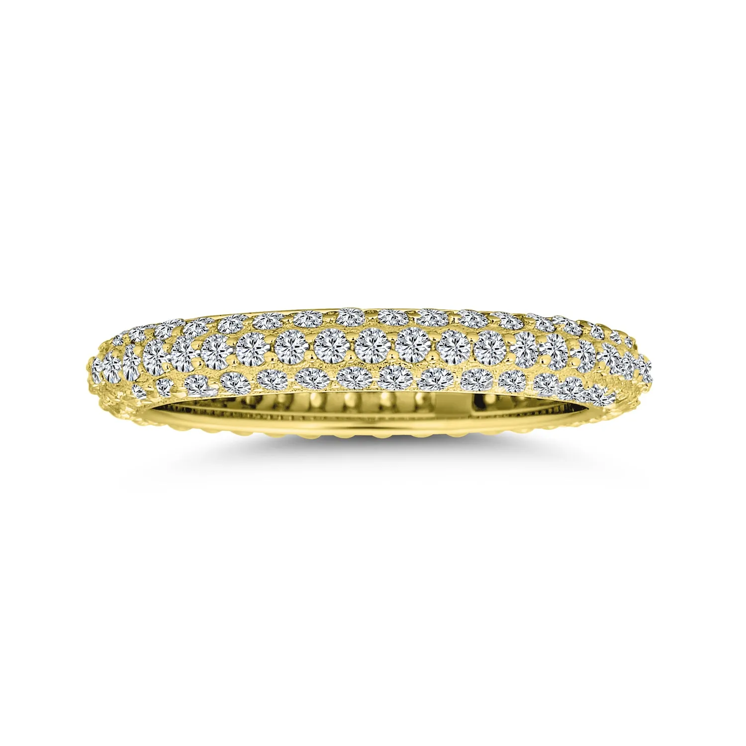 3 Row Micro Pave CZ Anniversary Wedding Band Ring Gold Plated Silver