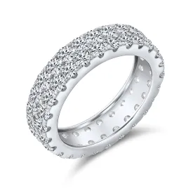 3 Row Micro Pave CZ Anniversary Wedding Band Ring Gold Plated Silver