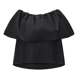 Adore Off-Shoulder Taffeta Top - Black