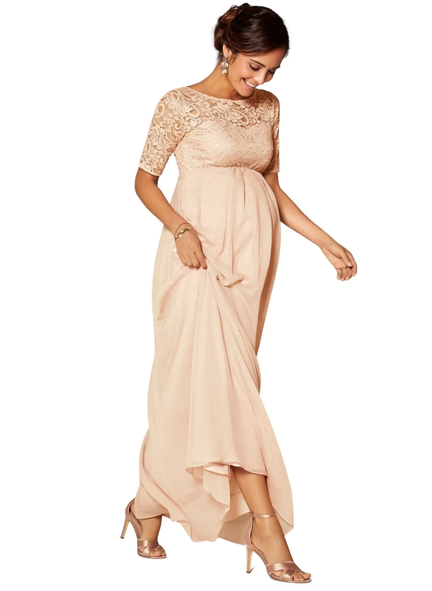 Alaska Maternity Chiffon Gown - Peach Blush