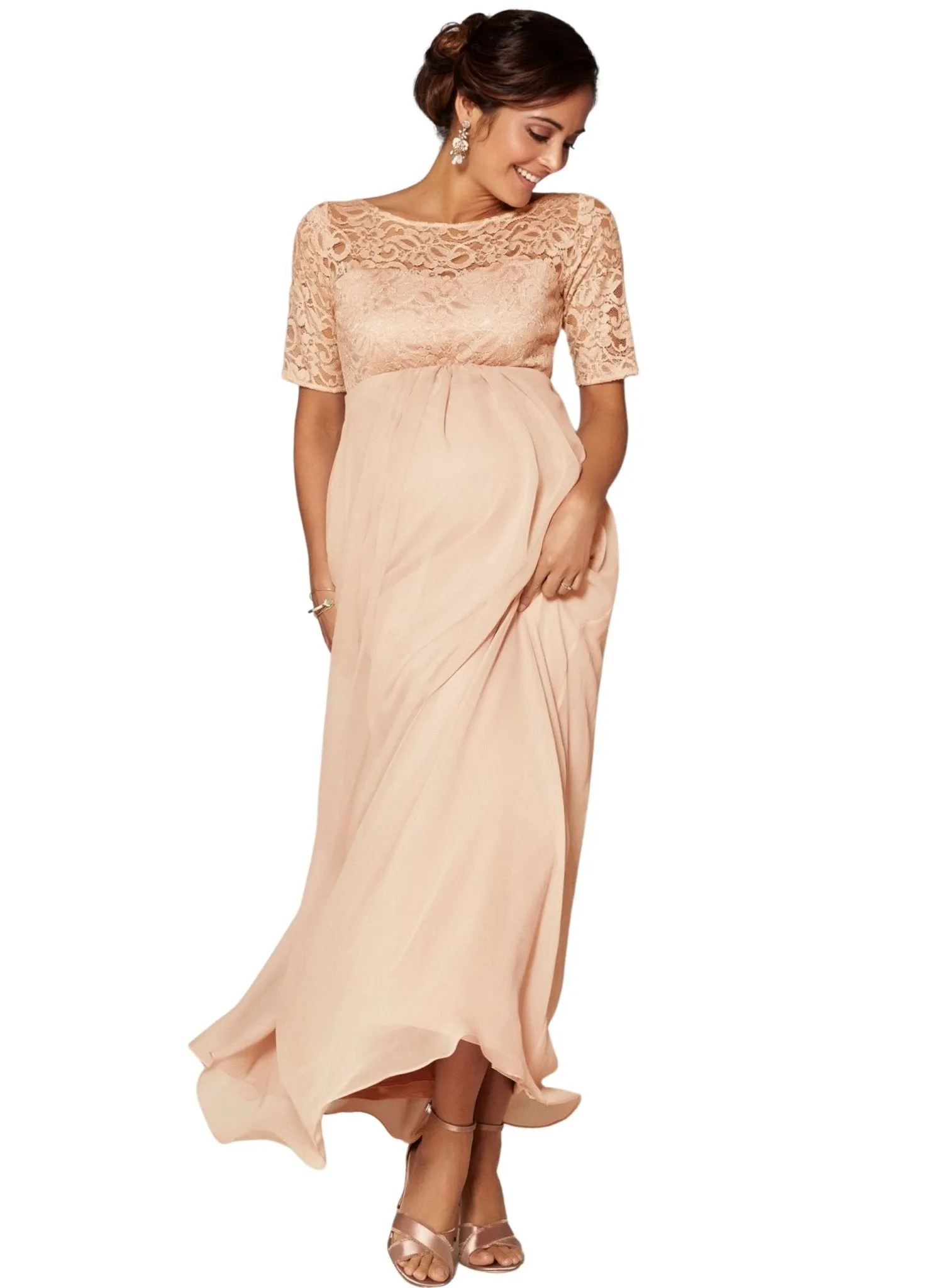 Alaska Maternity Chiffon Gown - Peach Blush