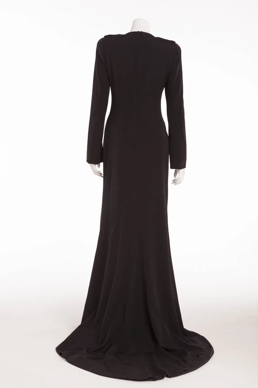 Alexander McQueen - Long Sleeve Long Black Gown with High Slit - IT 42