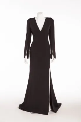 Alexander McQueen - Long Sleeve Long Black Gown with High Slit - IT 42