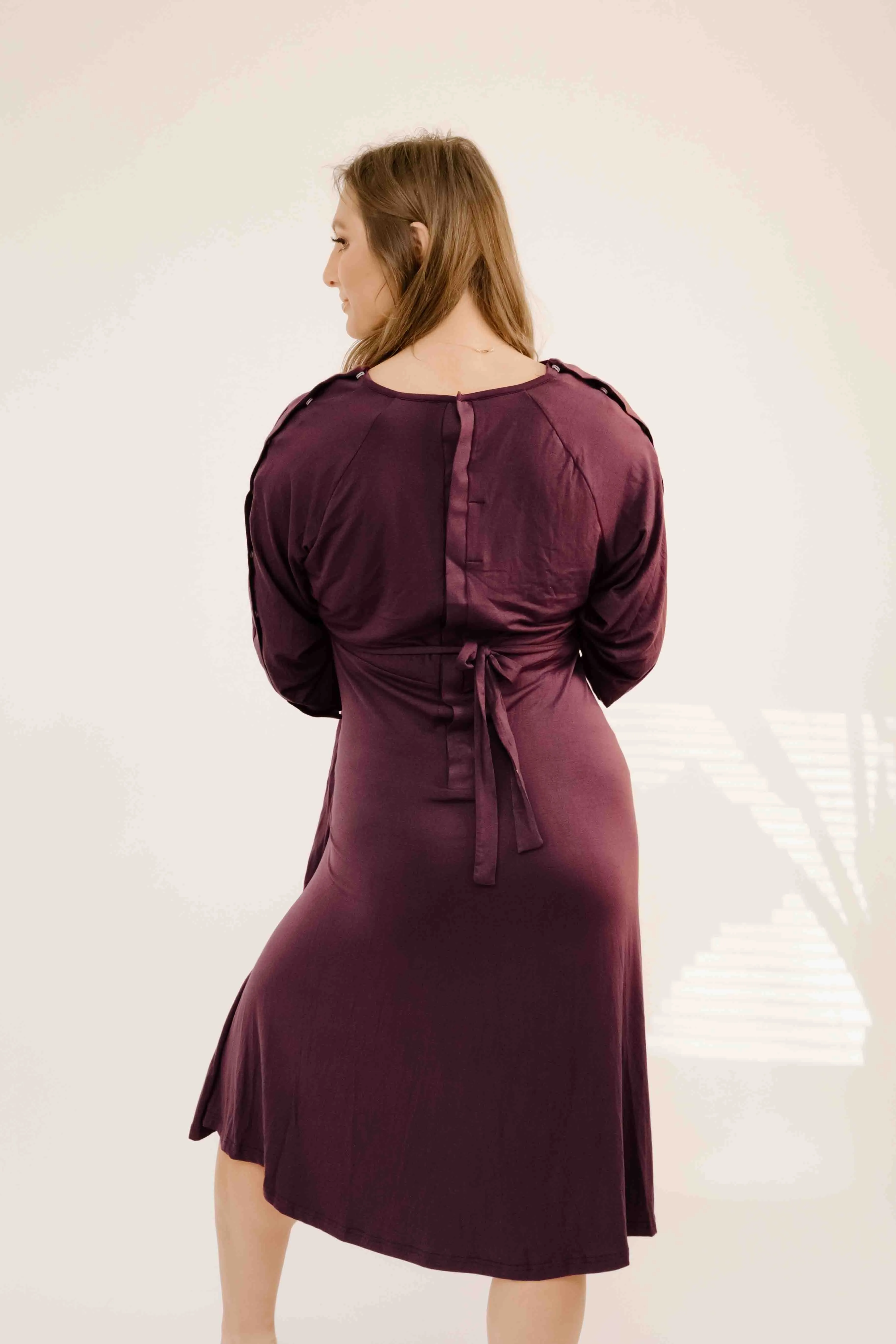 Amelia Labor & Postpartum Gown in Plum