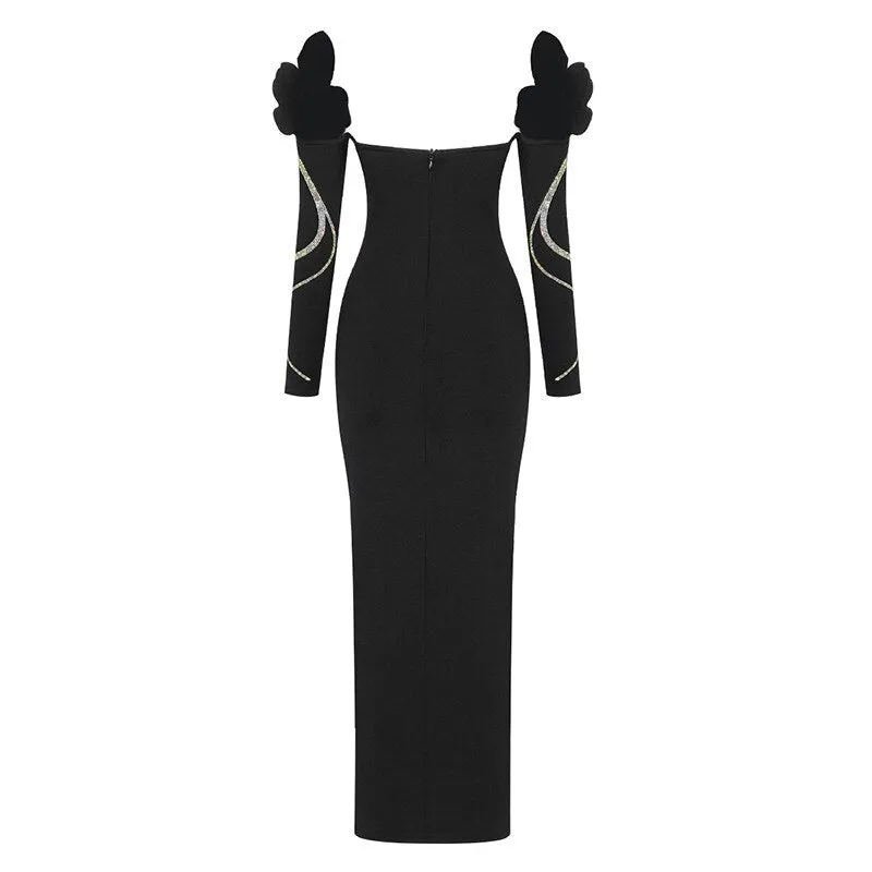 Amy Fashion - Bodycon Long Sleeve Party Evening Long Dress