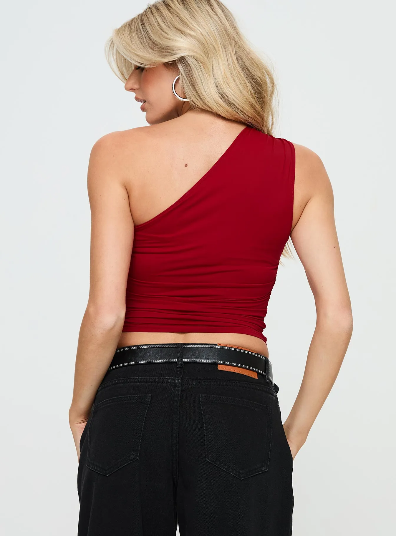 Annem One Shoulder Top Red