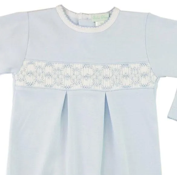 Blue Baby Gown with Hand-Smocked Threads