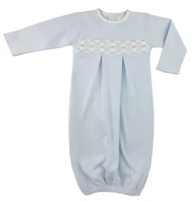 Blue Baby Gown with Hand-Smocked Threads