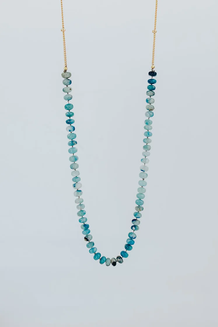 Beaded Gemstone with Chain Necklace - Afghanite