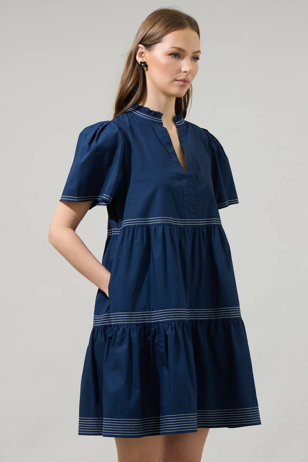 Betty Poplin Tiered Mini Dress