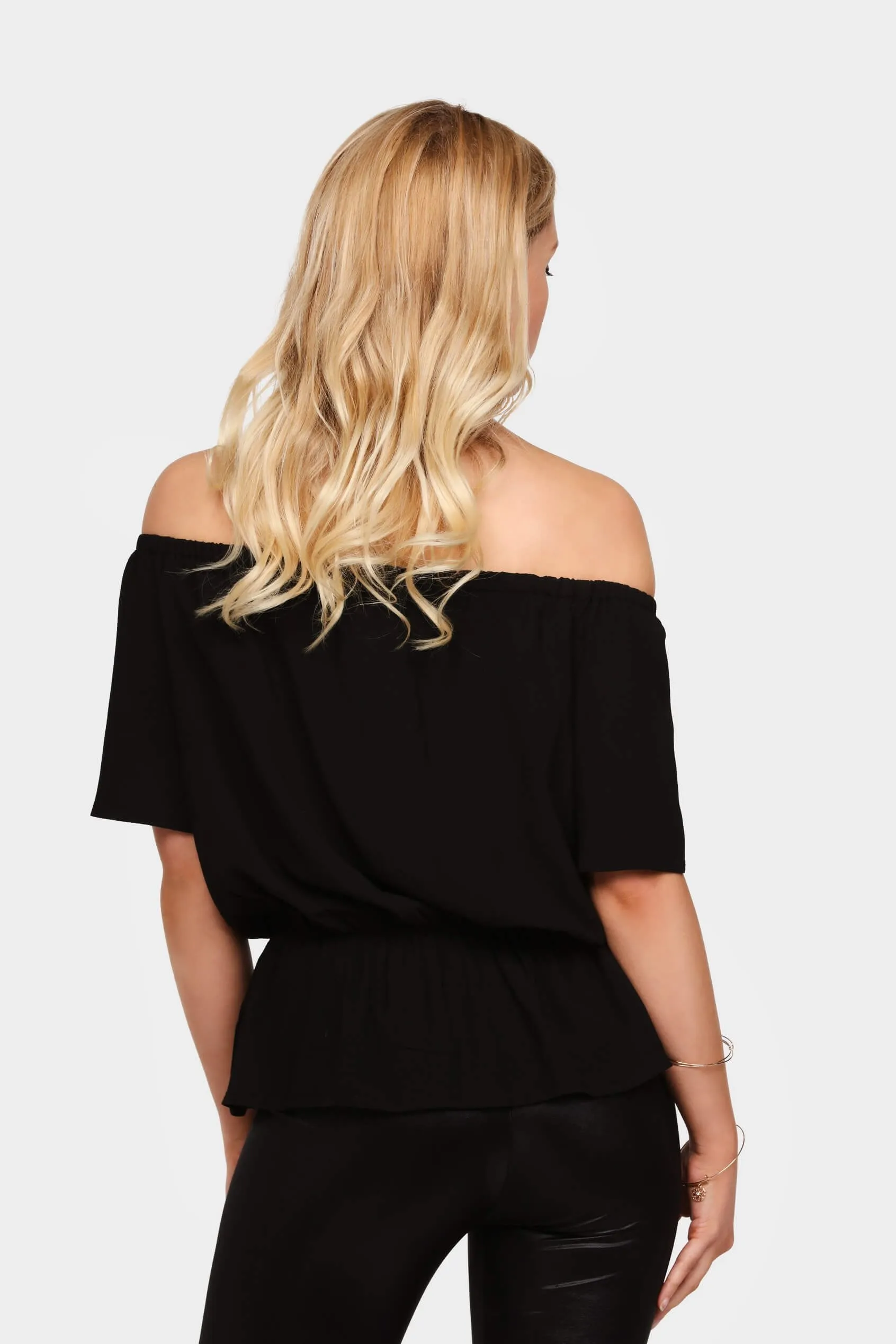 Black Off Shoulder Peplum Top