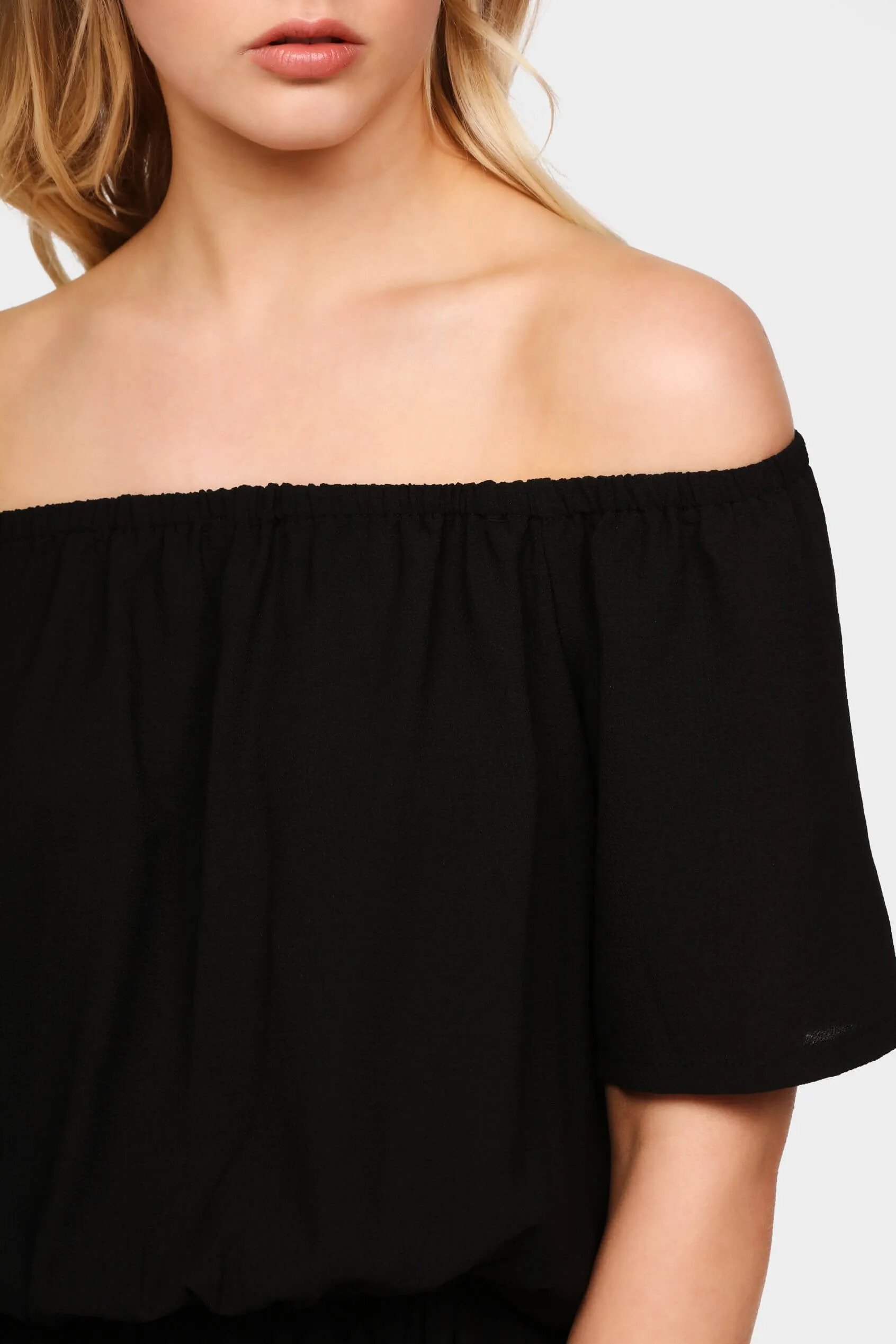 Black Off Shoulder Peplum Top