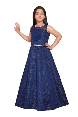 Blue Coloured Georgette Simple Gown For Girls