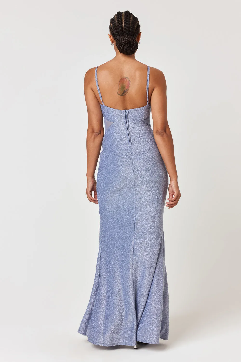 Blue Mesh Cut Out Gown