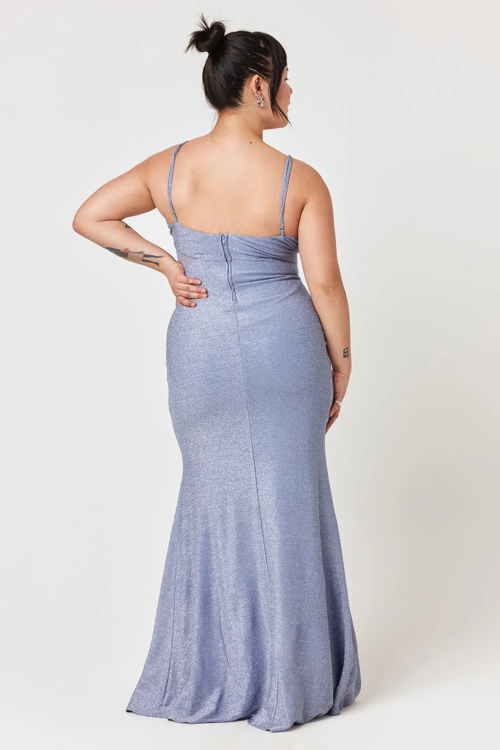 Blue Mesh Cut Out Gown