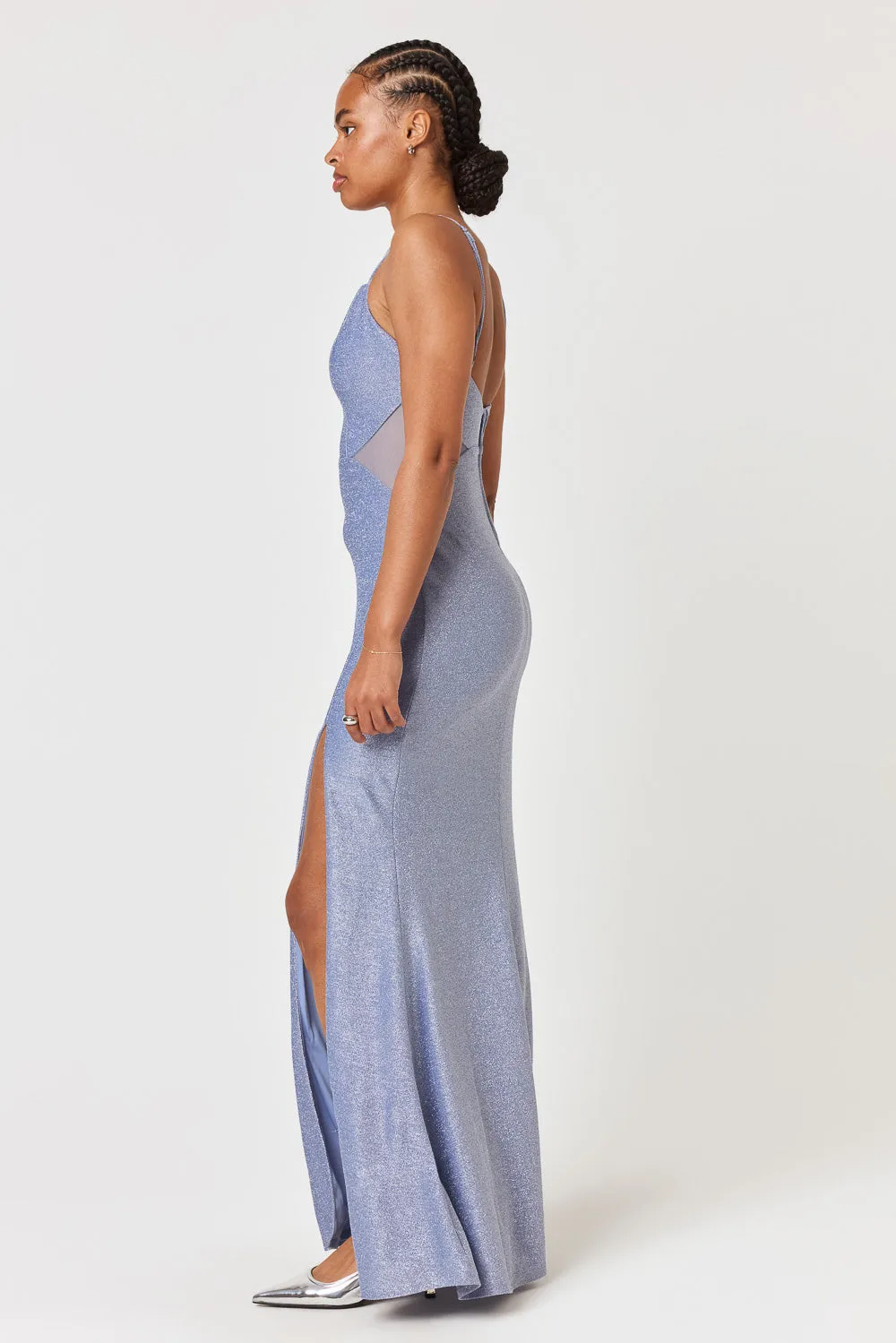 Blue Mesh Cut Out Gown