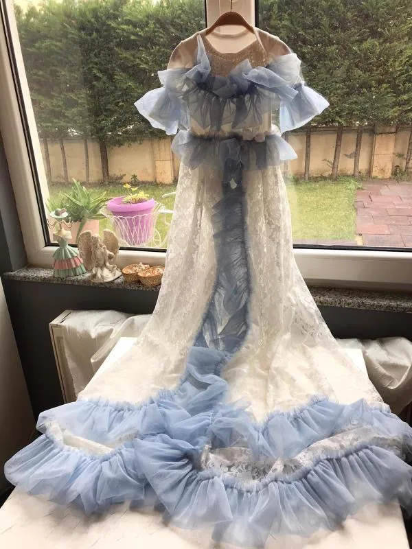 Blue Ruffle Gown