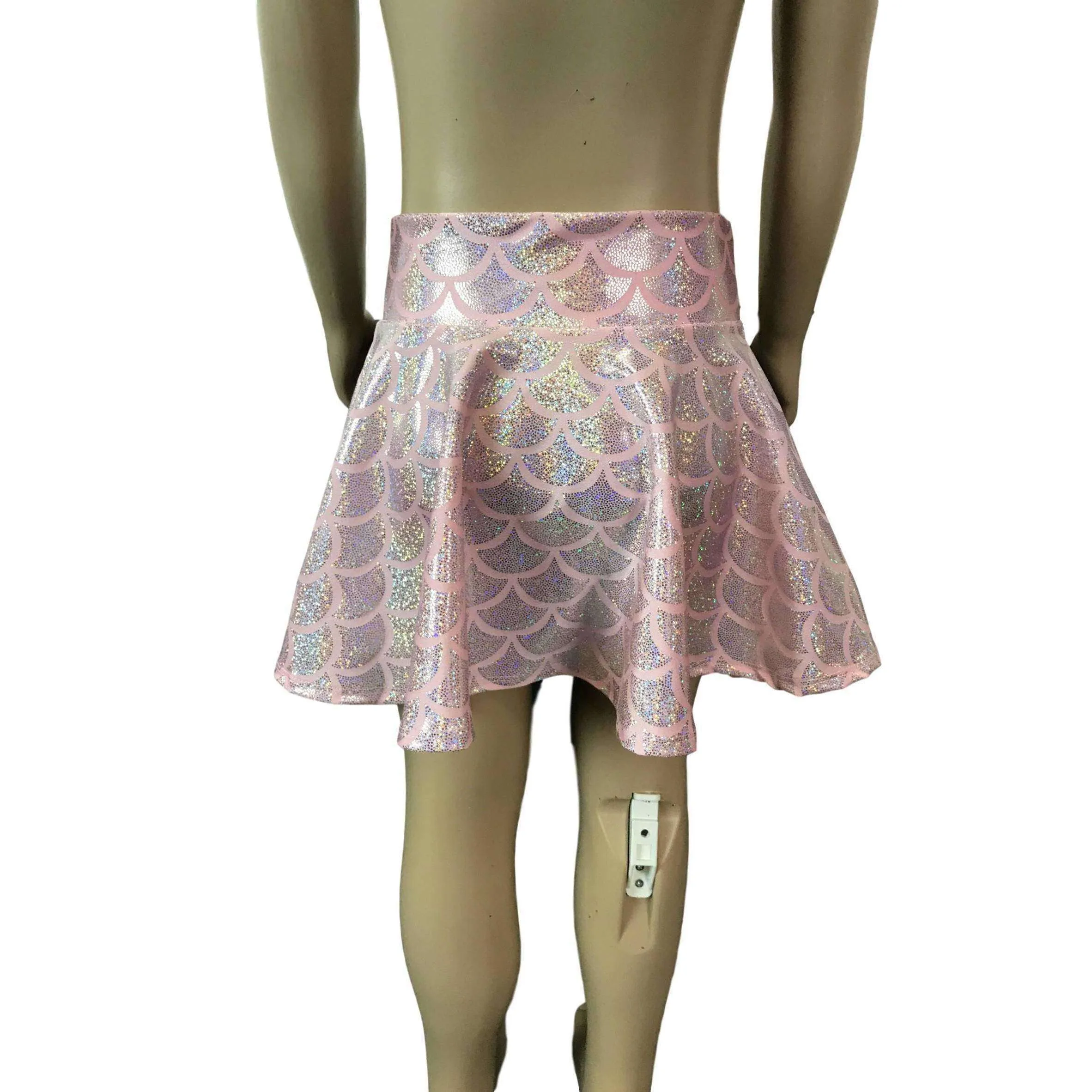 Children's Pink Mermaid Scales Holographic Skater Skirt