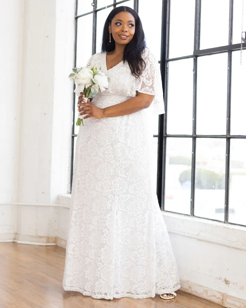 Clarissa Lace Flutter Sleeve Long Wedding Gown