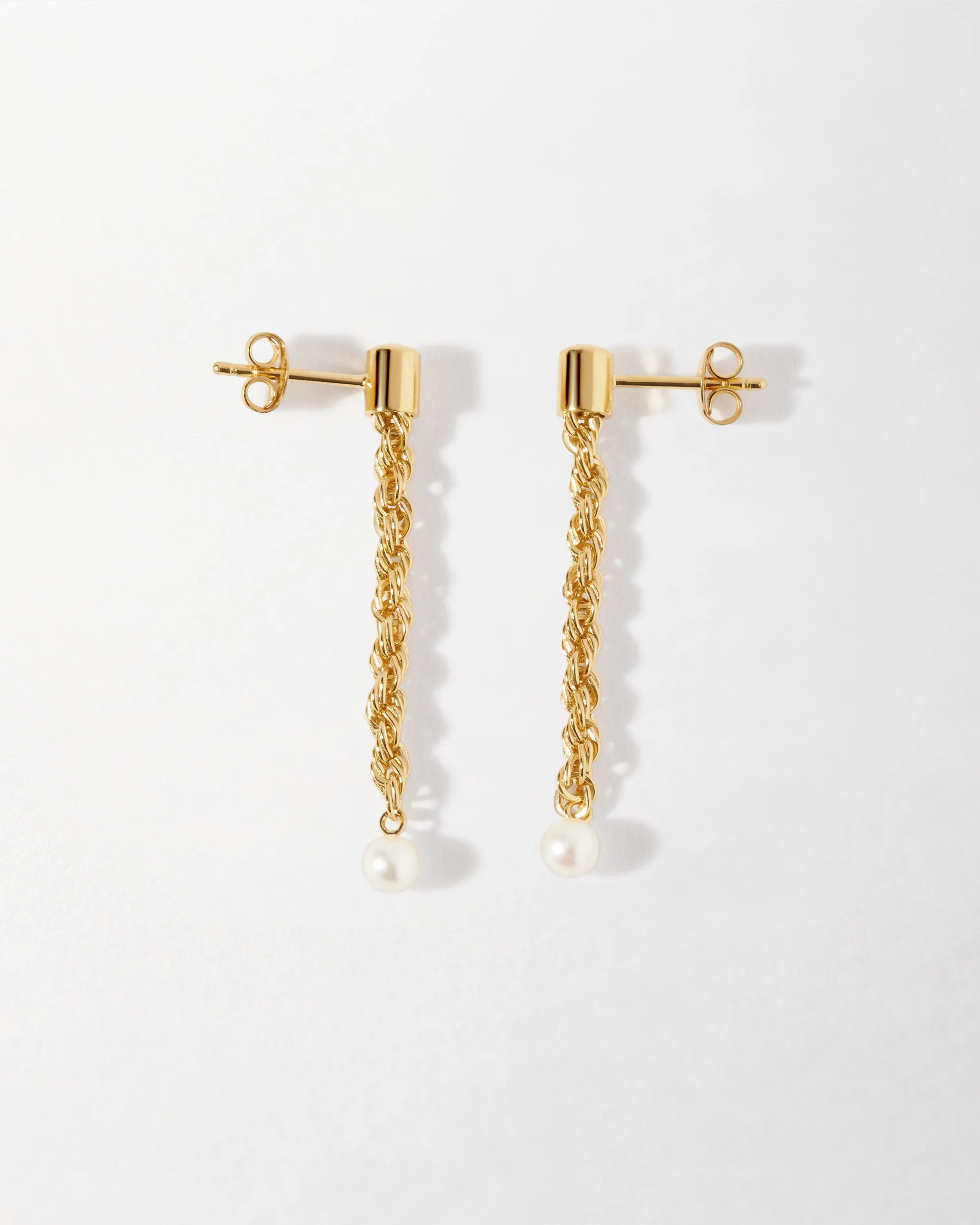 Coastal Rope Drop Pearl Earrings