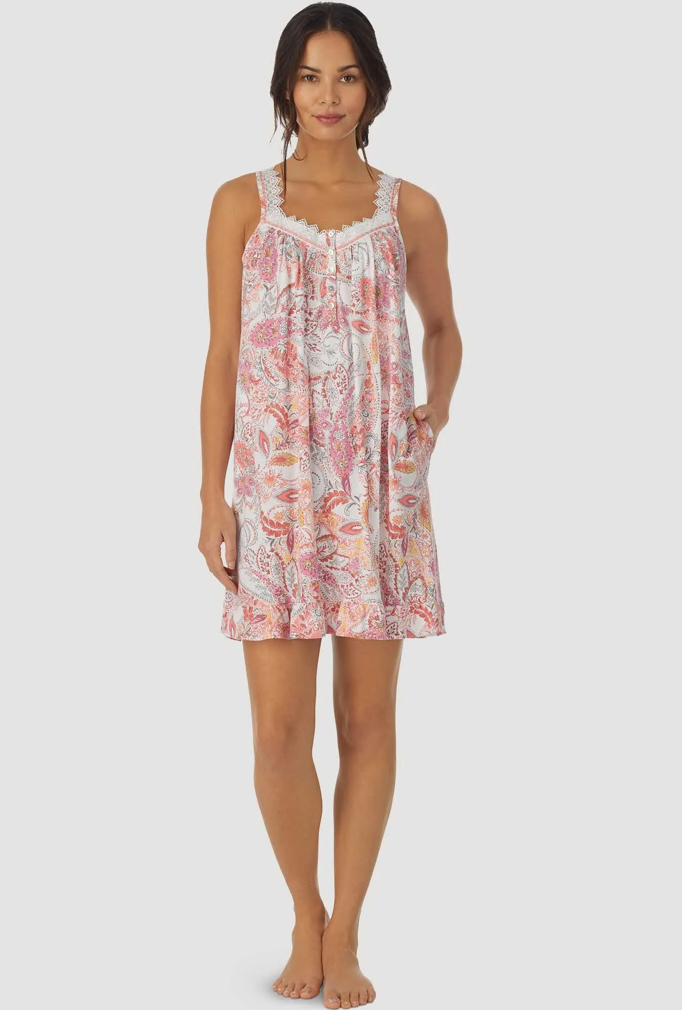 Coral Paisley Sleeveless Chemise