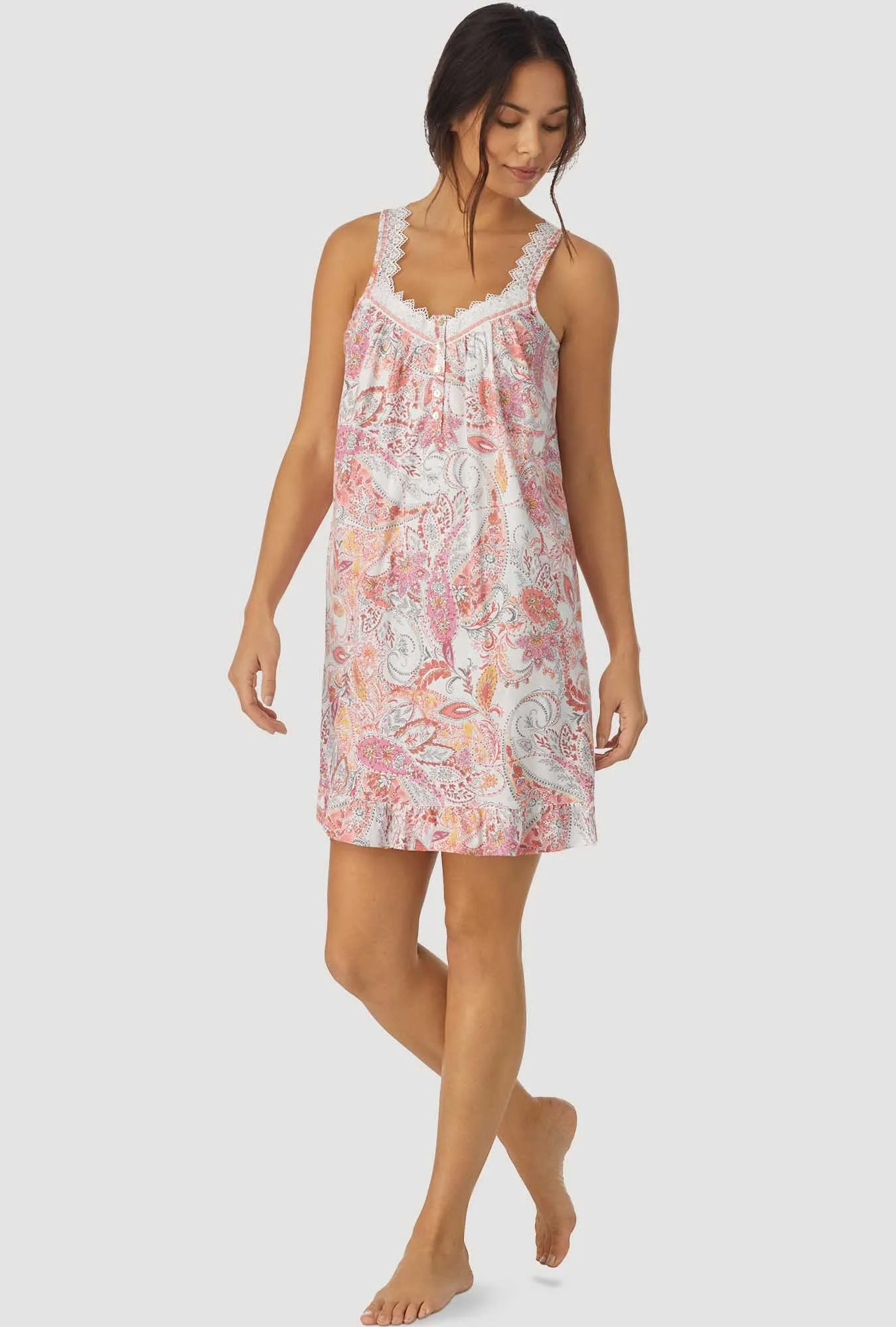 Coral Paisley Sleeveless Chemise