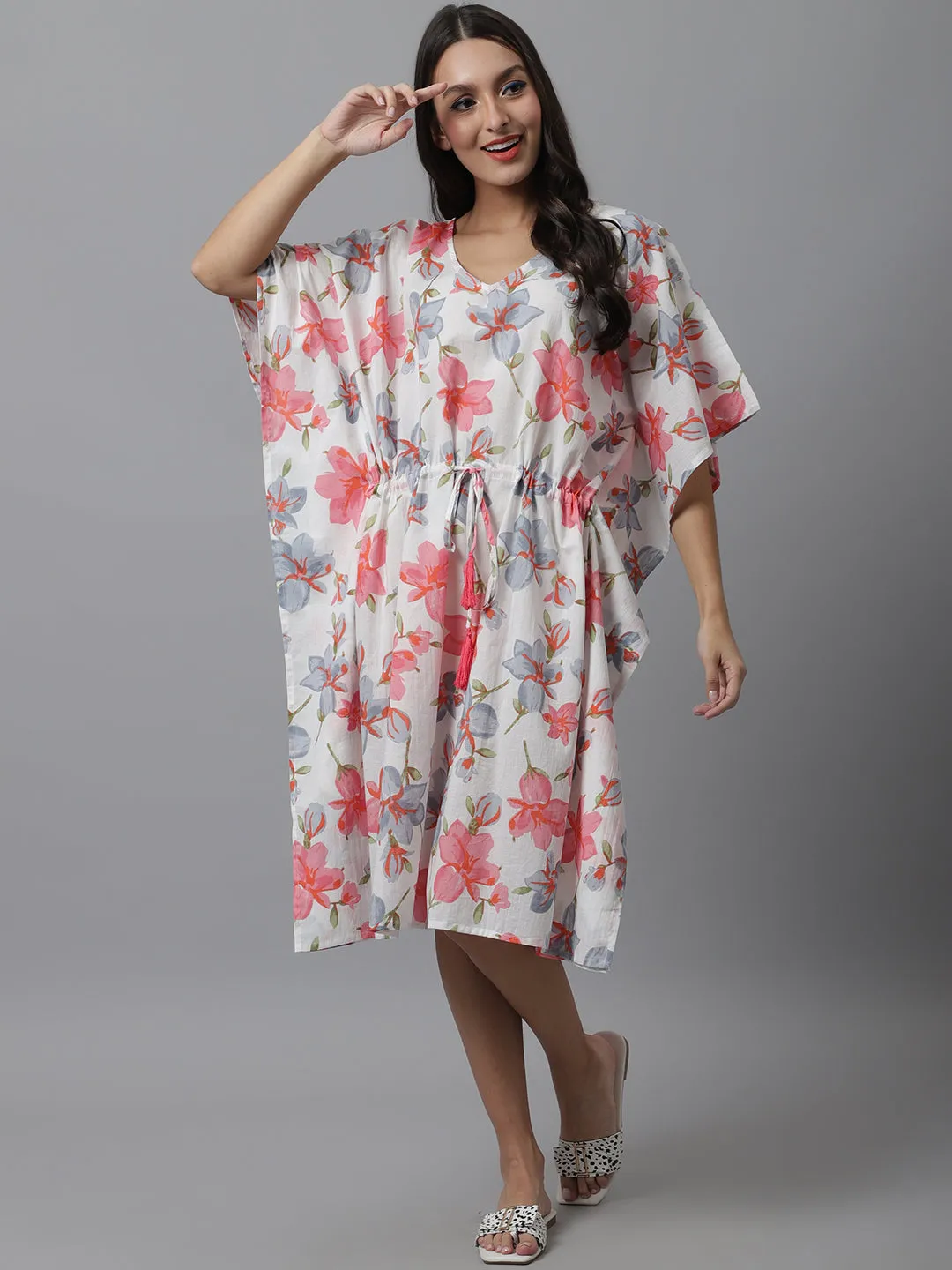 Cotton Floral Kaftan/Night Dress