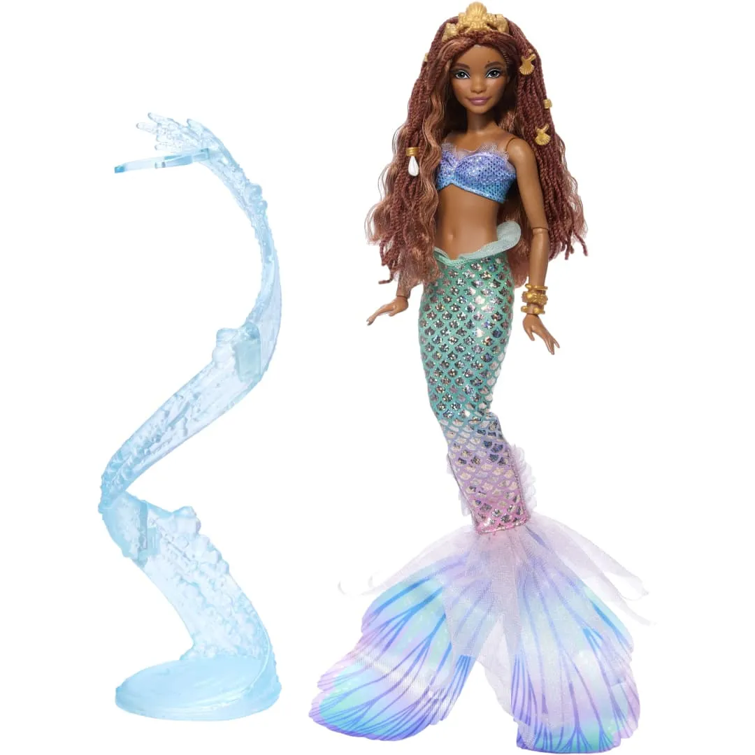 Disney the Little Mermaid Deluxe Mermaid Ariel Doll With Hair Beads And Stand by Mattel