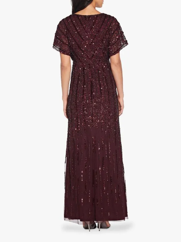 Flutter Sleeve Beaded Gown