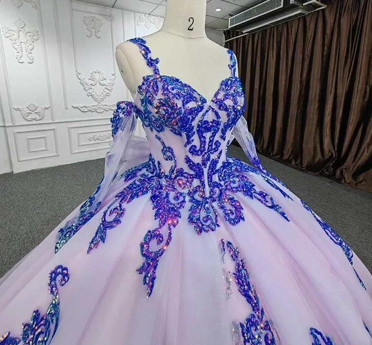 Gorgeous Purple Sweetheart Evening Party Dress Sequin Ball Gown Quinceanera Dress Long Prom Dress SH1067