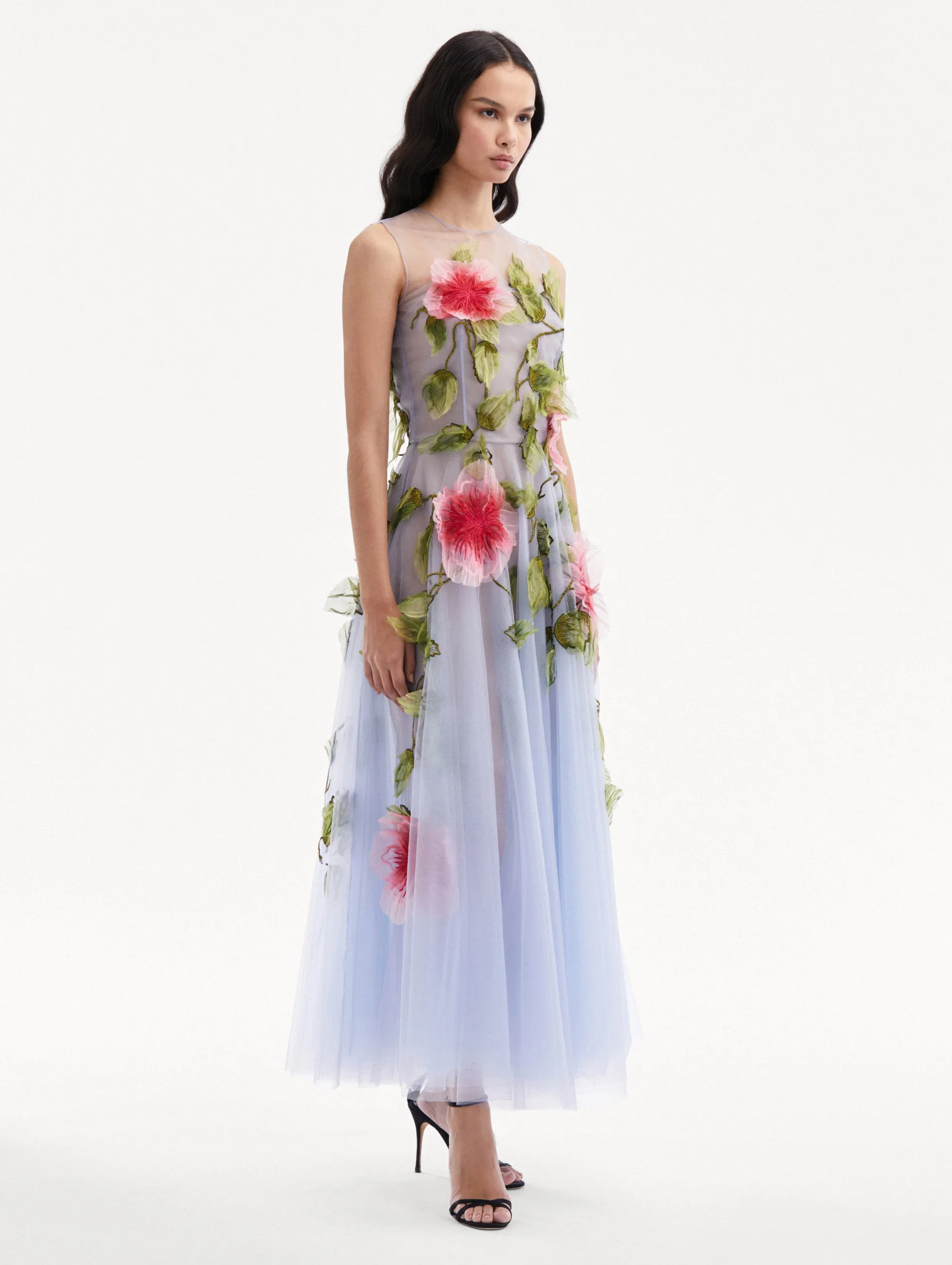 Hibiscus Embroidered Gown