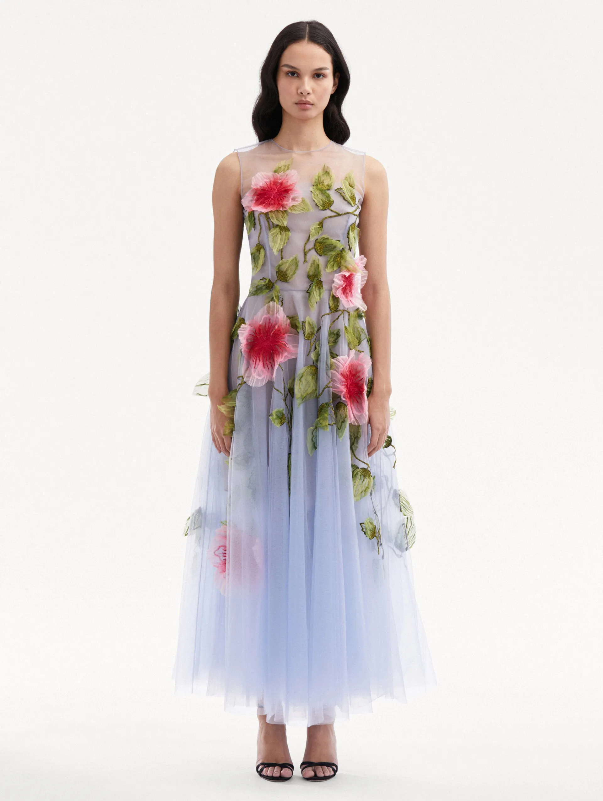 Hibiscus Embroidered Gown