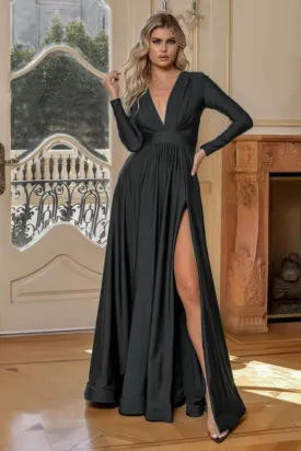 Jessica Angel V Neck Long Sleeve Gown