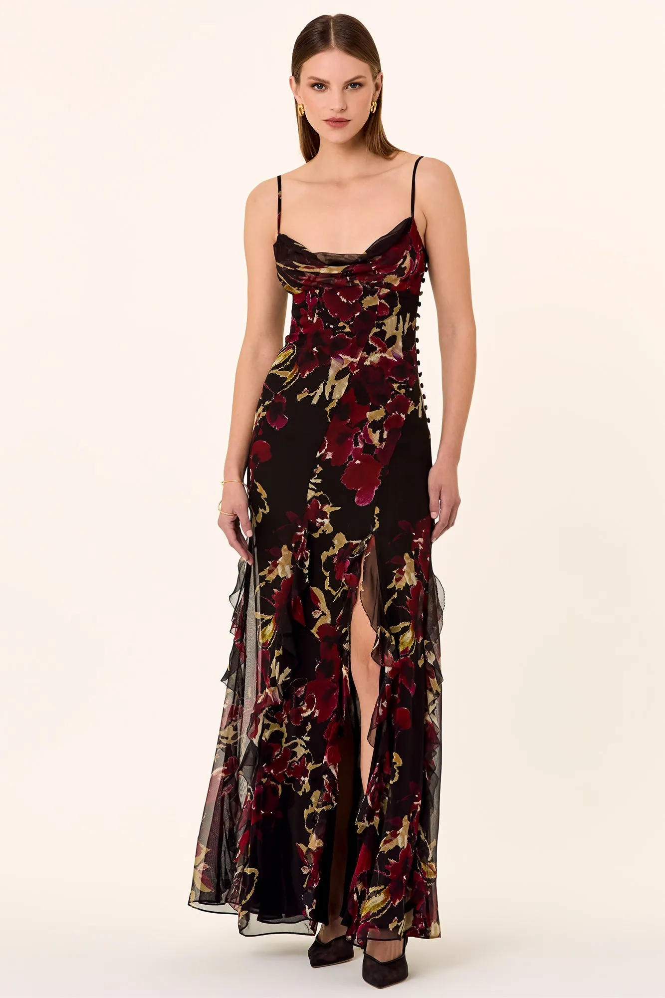 Kamila Gown - Watercolour Floral Black