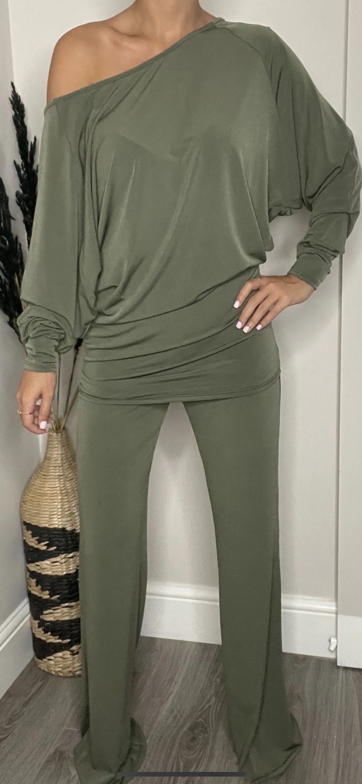 Khaki Off Shoulder Lounge Suit