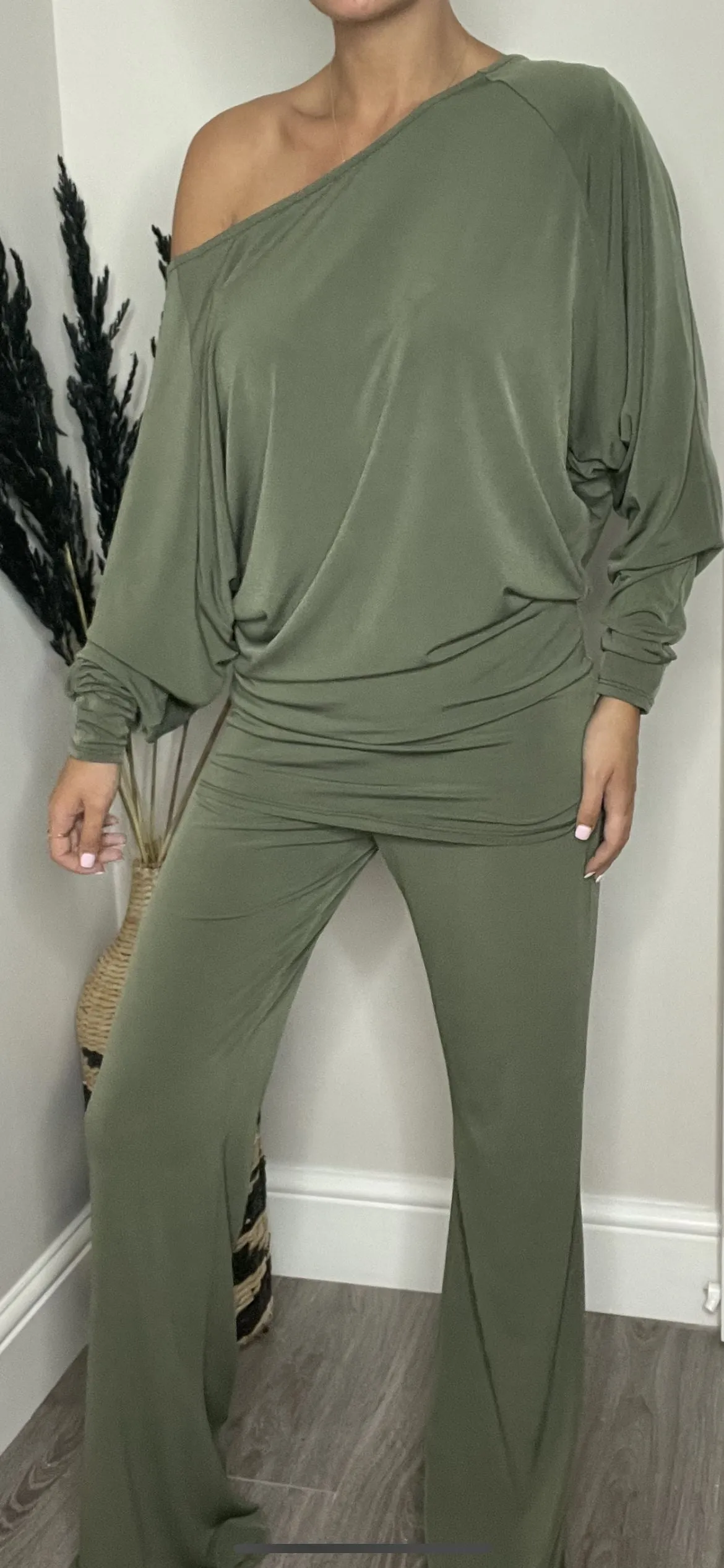 Khaki Off Shoulder Lounge Suit