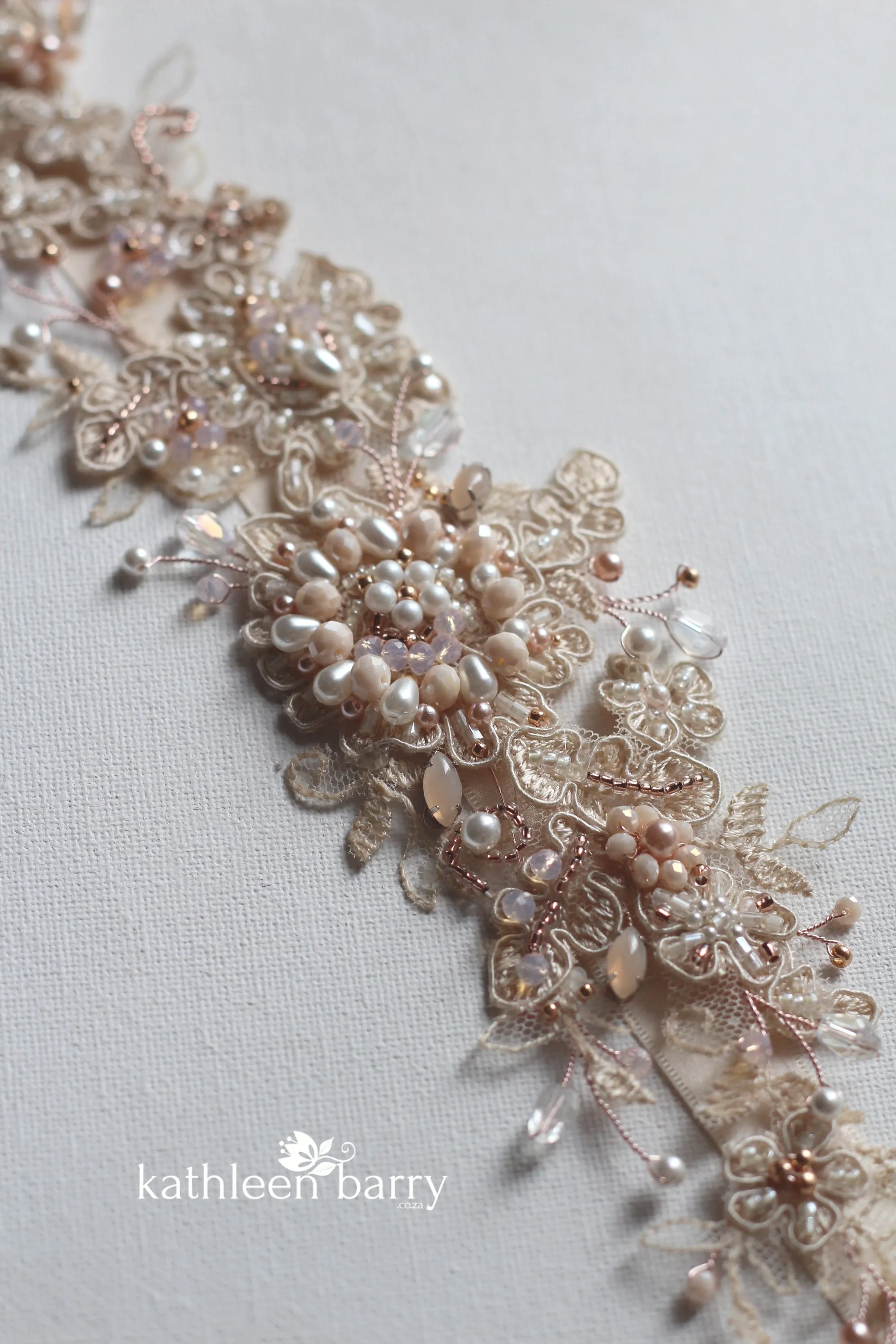 Lydia Rose Gold Blush Bridal Sash belt