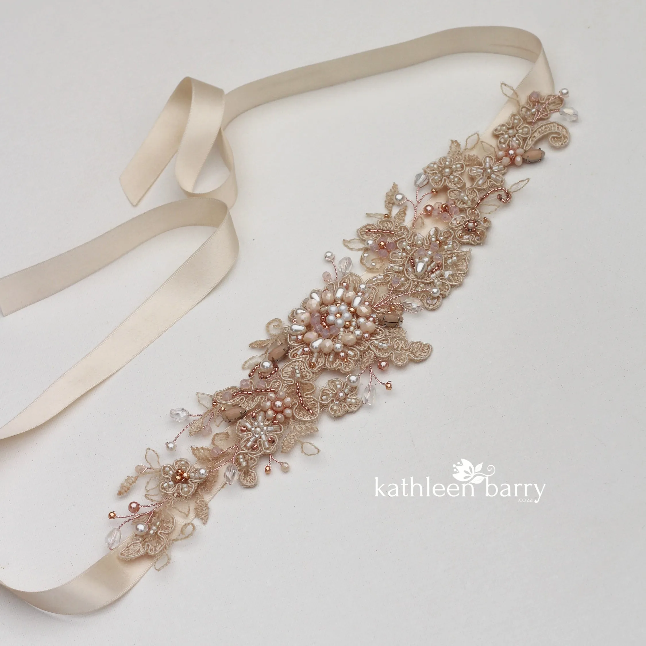 Lydia Rose Gold Blush Bridal Sash belt