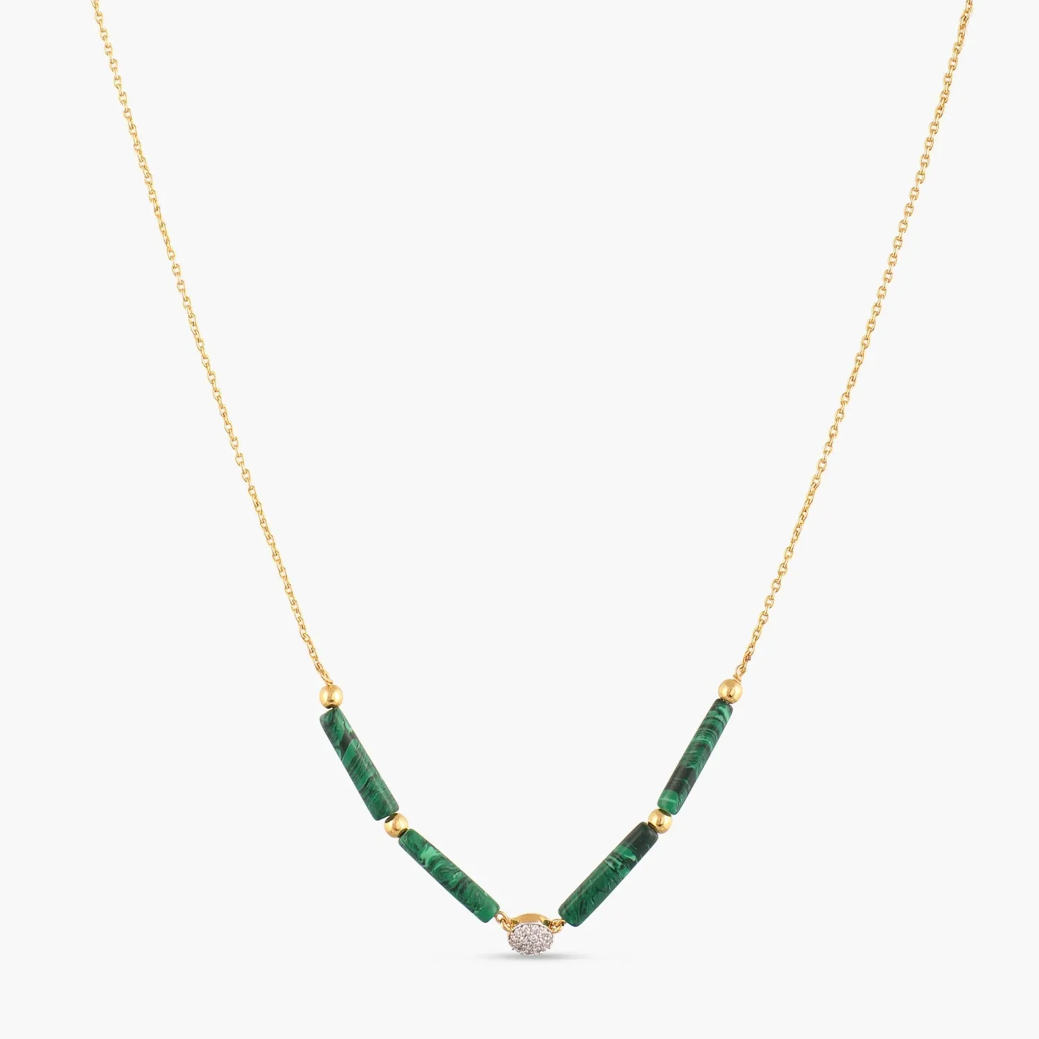 Malachite Minimal Charm Silver Necklace