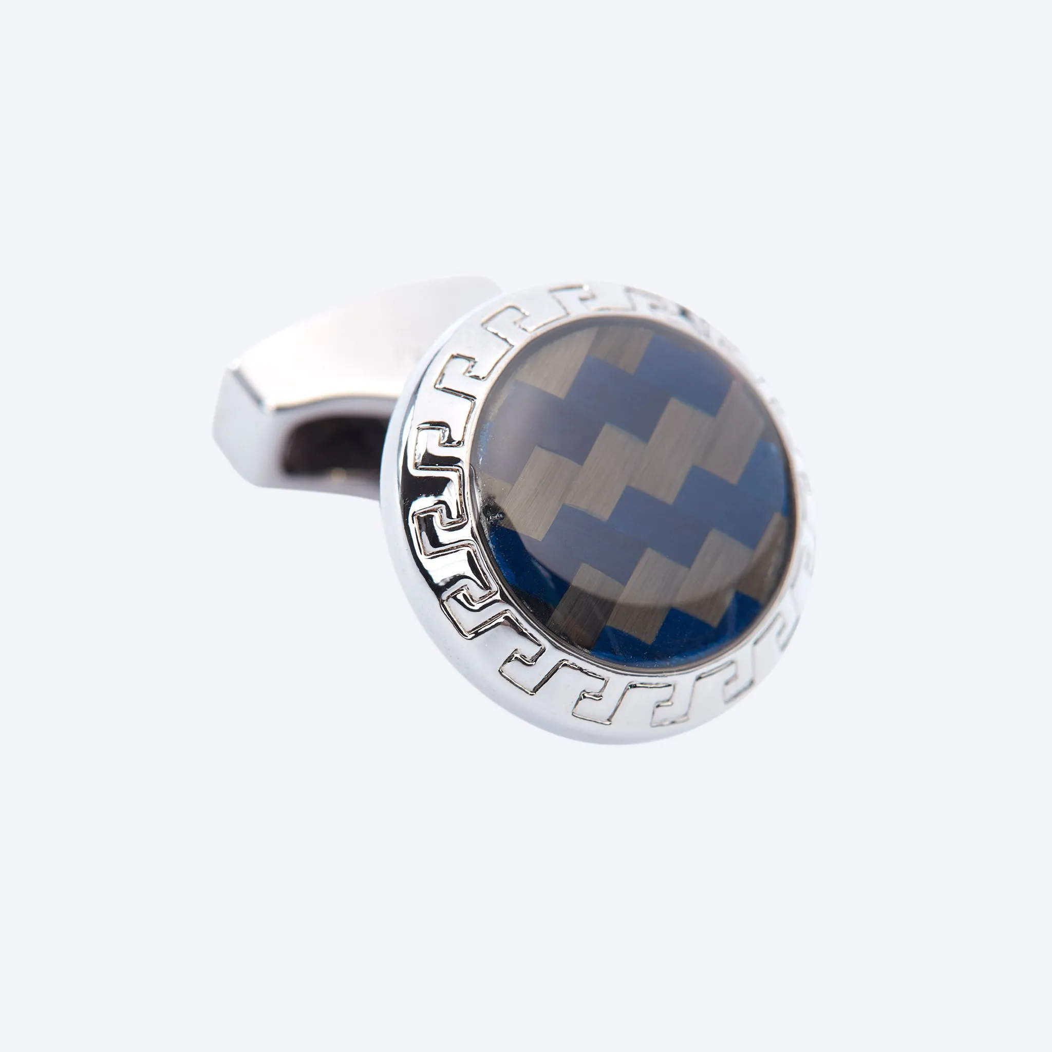 Navy Brown Round Cufflink