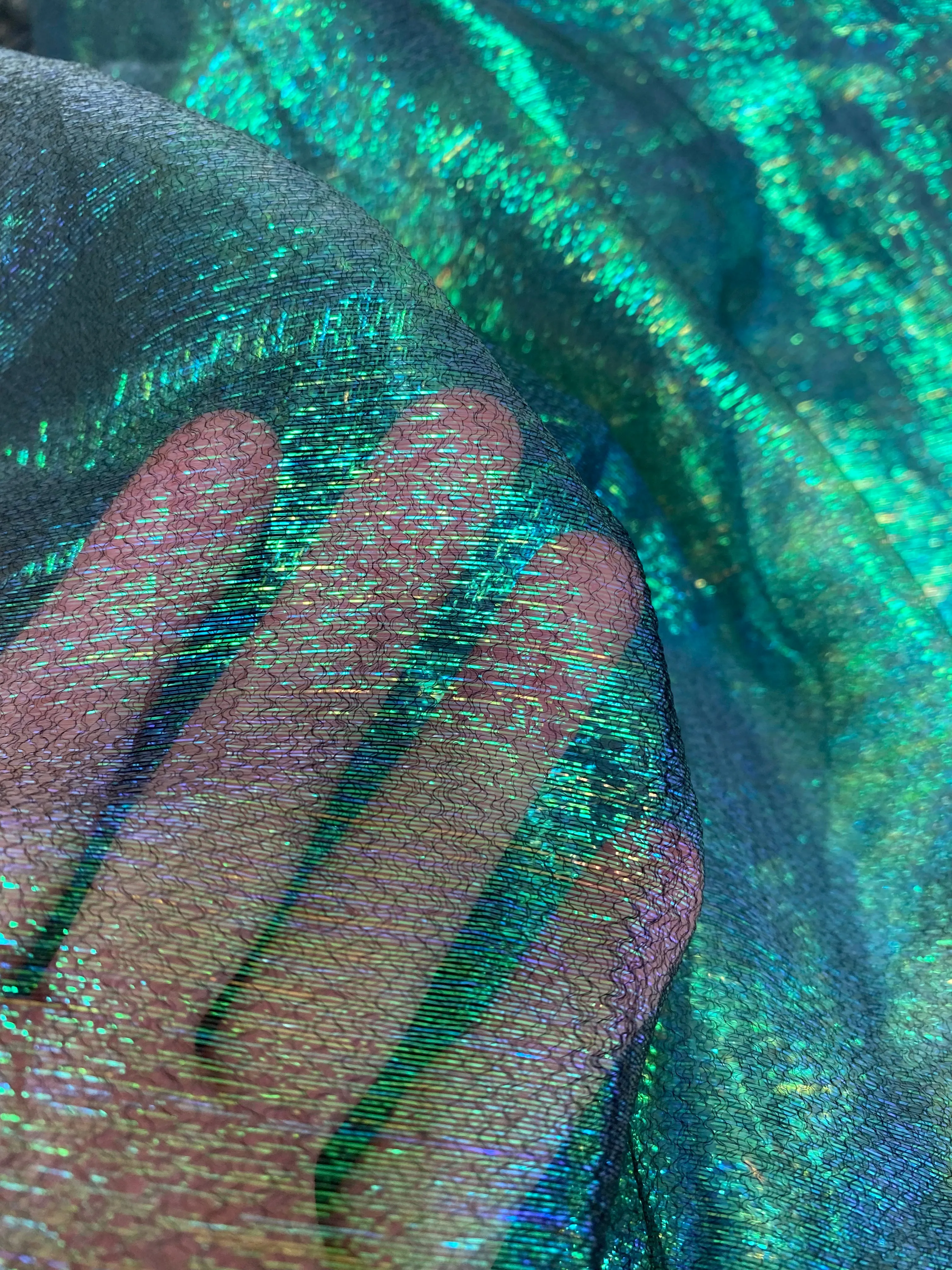 NEW Contessa Abelarda Iridescent Metallic Organza in Pearl and Mermaid Green Shimmer