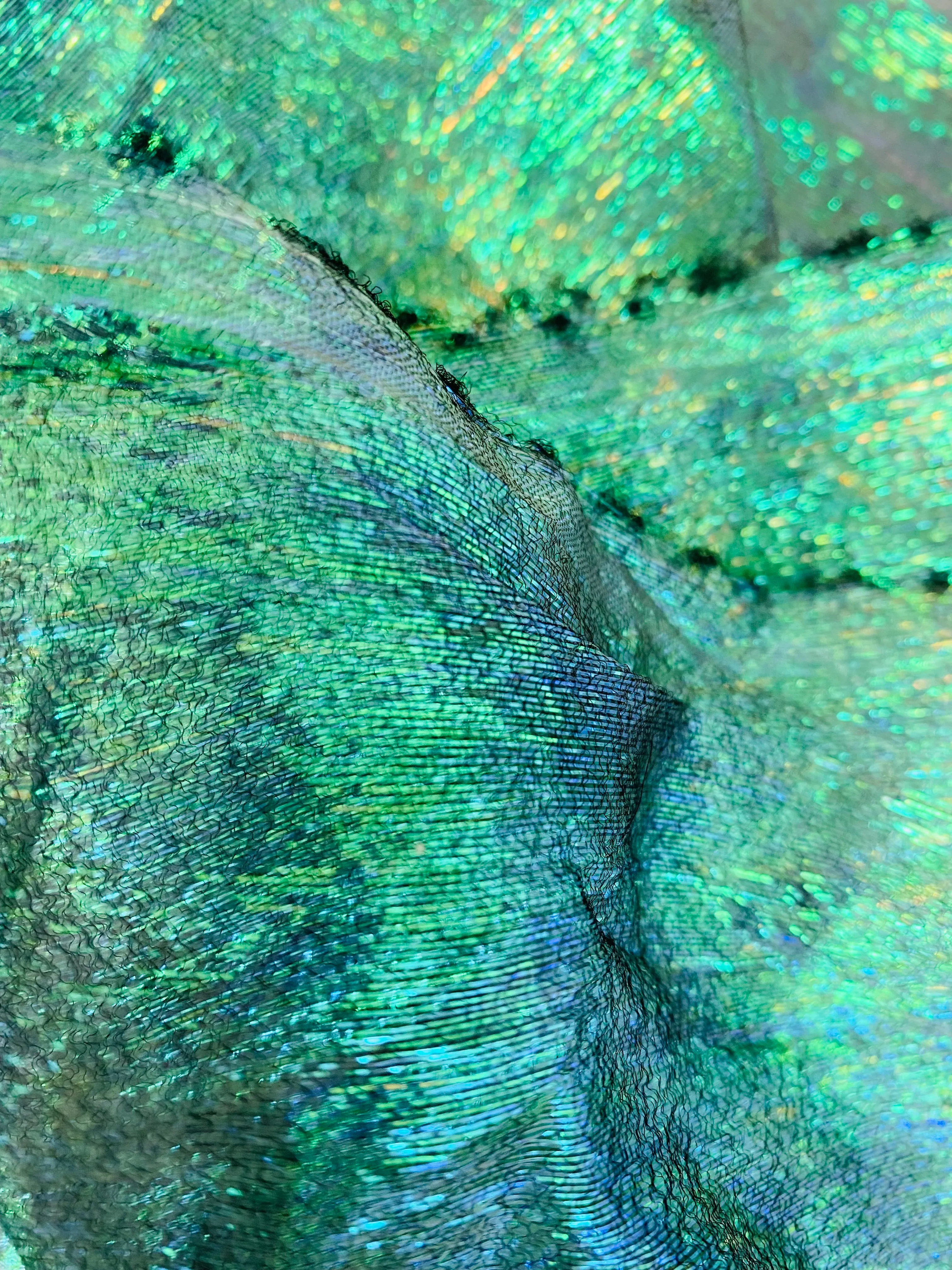 NEW Contessa Abelarda Iridescent Metallic Organza in Pearl and Mermaid Green Shimmer