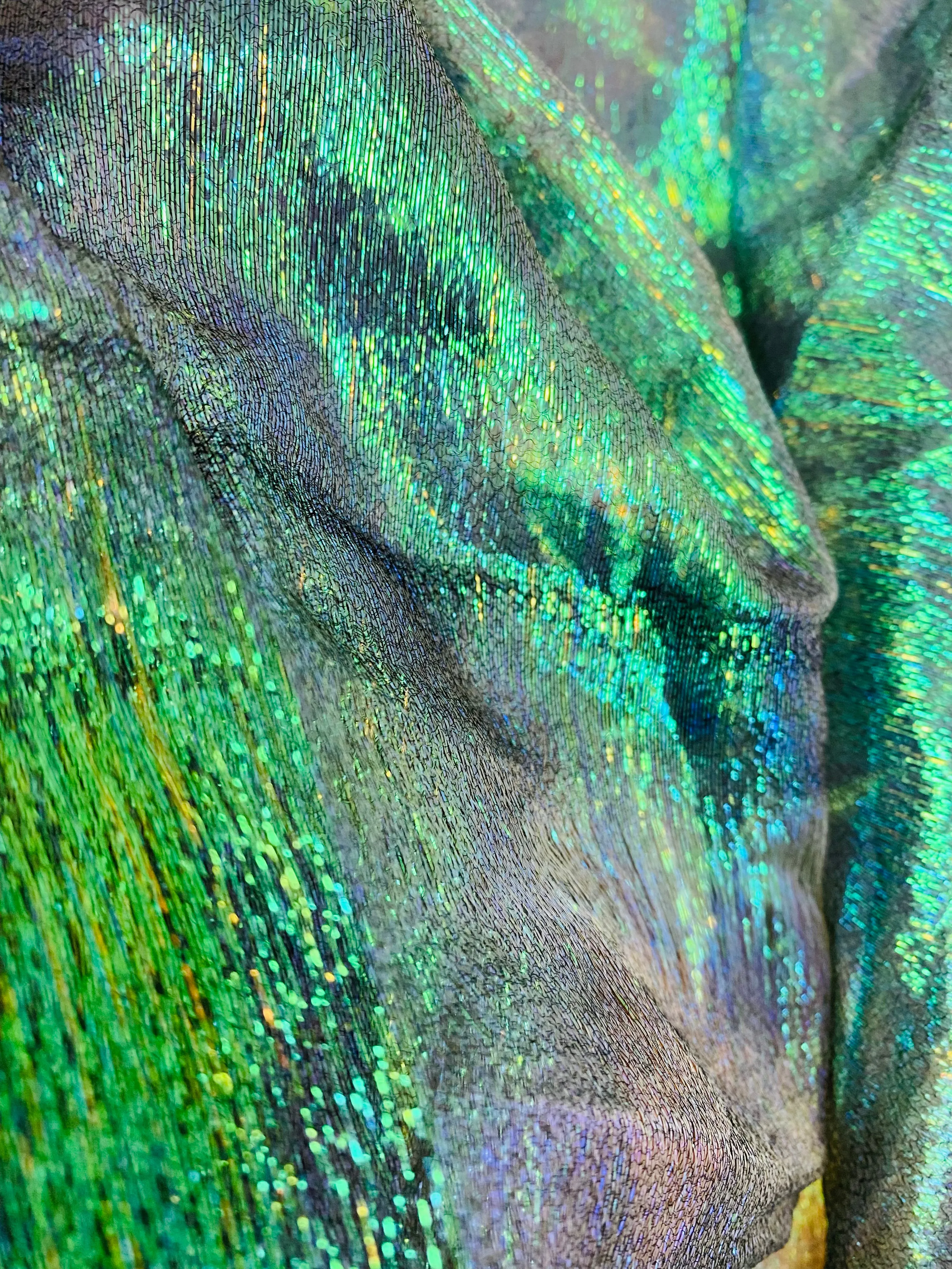 NEW Contessa Abelarda Iridescent Metallic Organza in Pearl and Mermaid Green Shimmer