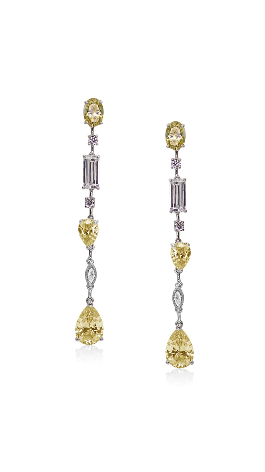 Oaklee Canary Drop Earrings White Gold Plated