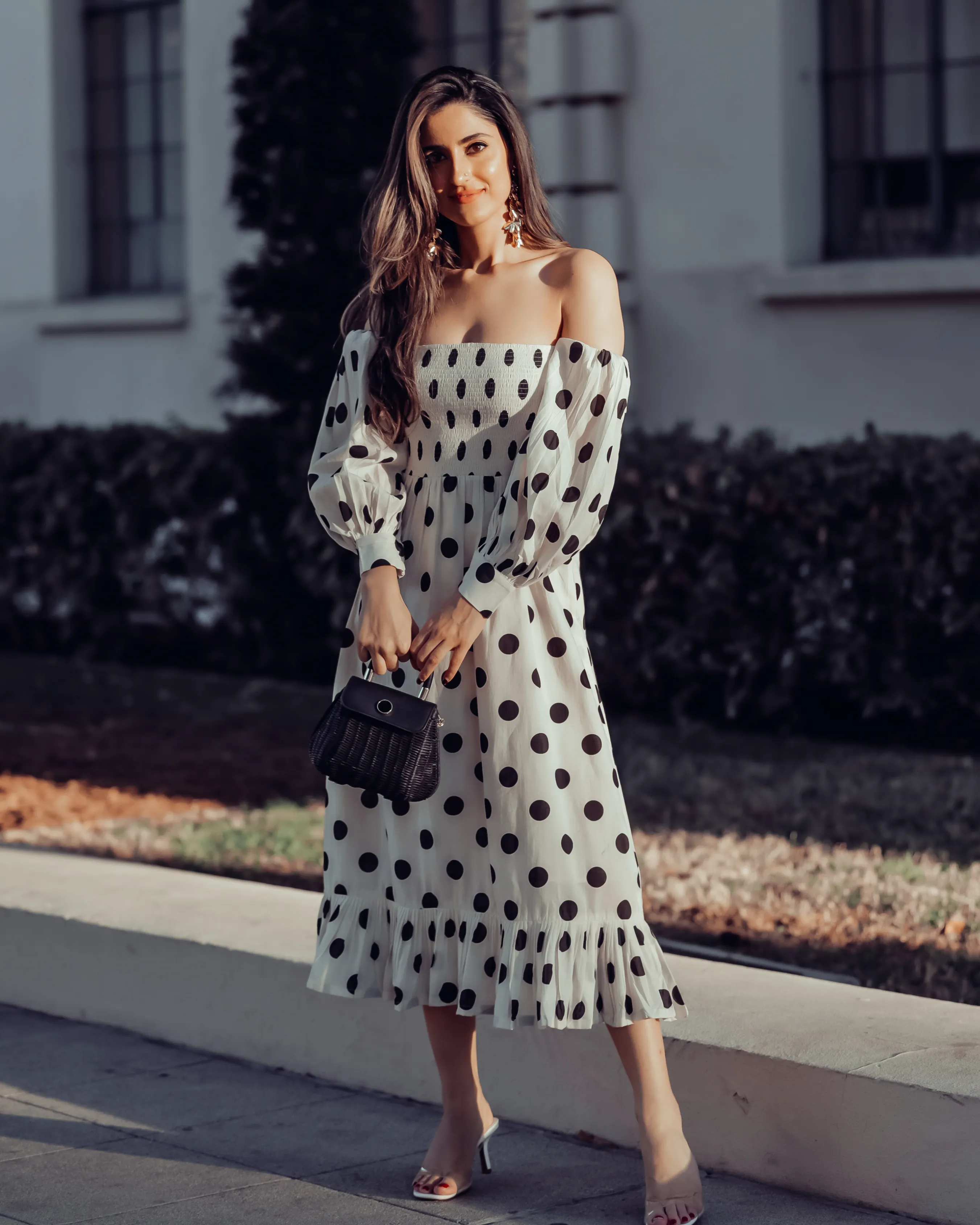 Pale Smoke Polka Cotton Dress