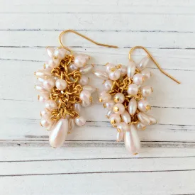 Pearl Cluster Drop Earrings